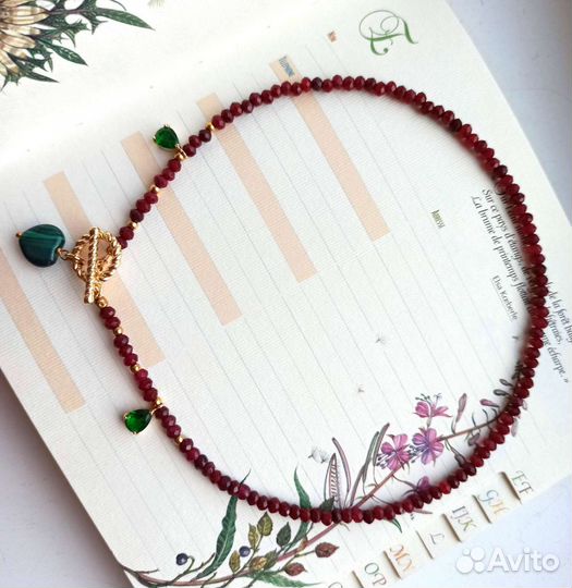 Колье чокер малахит Swarovski