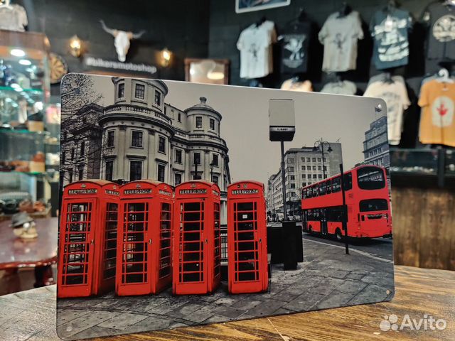 Табличка металлическая Телефонная будка