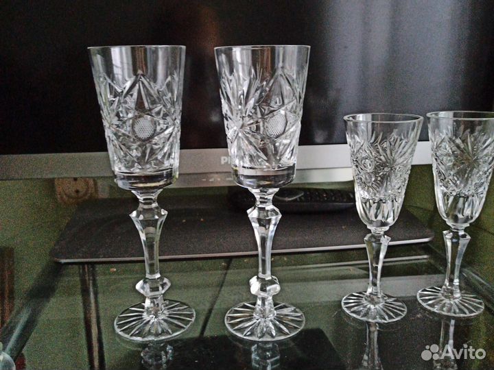 Фужеры хрустальные высокие СССР, 22 см