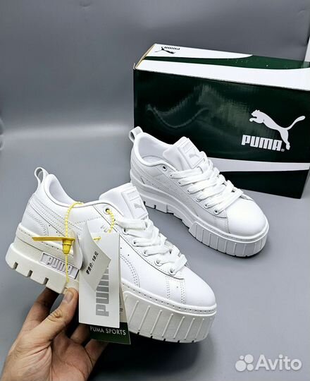 Кроссовки женские осенние Puma белые и чёрные