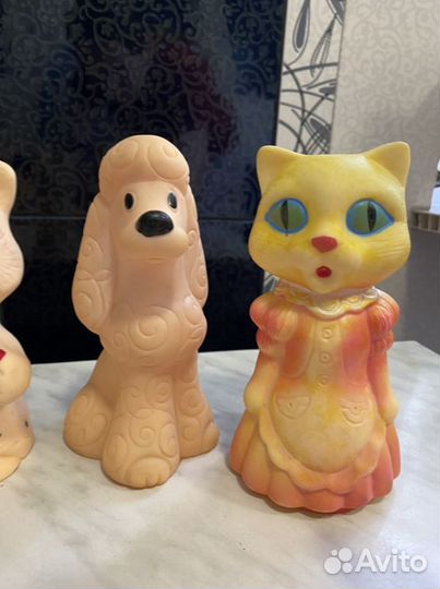 Игрушки резиновые СССР медведь лиса лев заяц слон