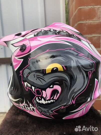 Кроссовый шлем детский для девочки розовый wildcat