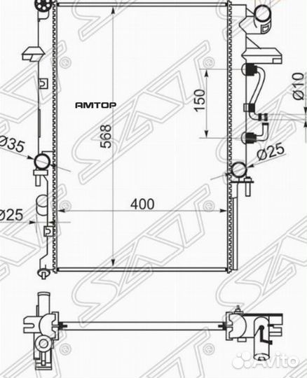 SAT MZ0009-2 Радиатор Kia Bongo 97-05 / Mazda Bong