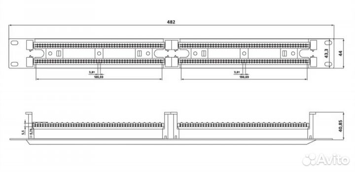 Hyperline 100 парная кросс-панель 110 типа, 19