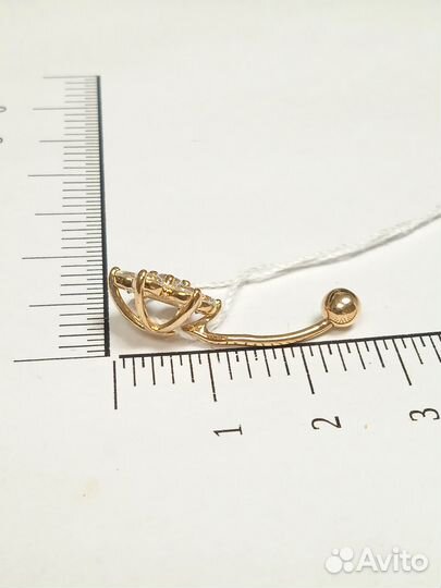 Пирсинг с синтетическим камнем Золото