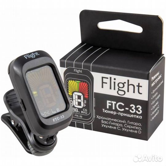 Flight FTC-21 Тюнер хроматический прищепка на гриф