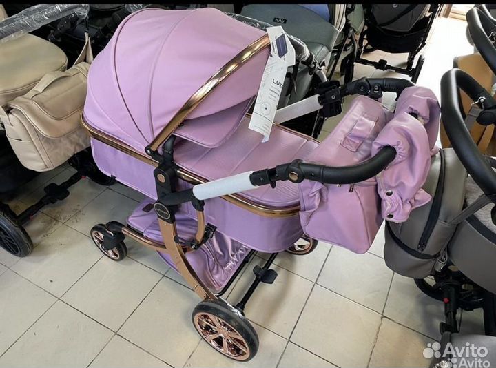 Коляска 2 в 1 luxmom 608 (розовая )