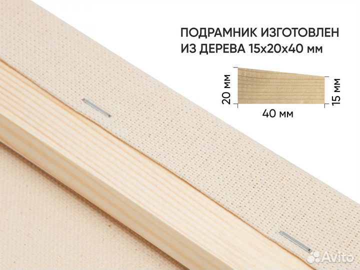 Холст на подрамнике 40х110 много размеров