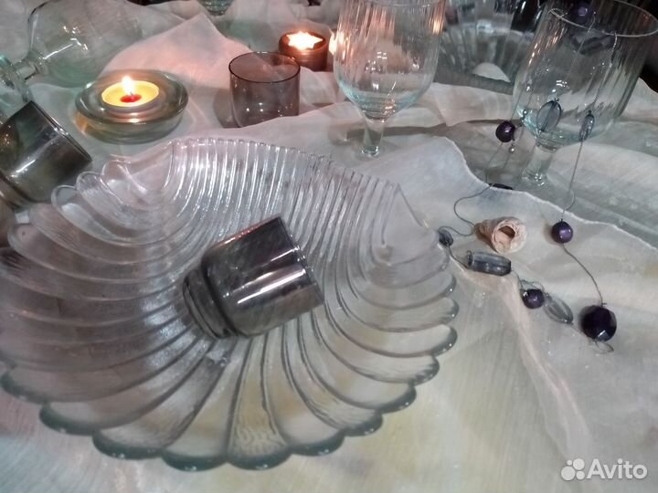 Фужеры, стопки, ваза- ракушка