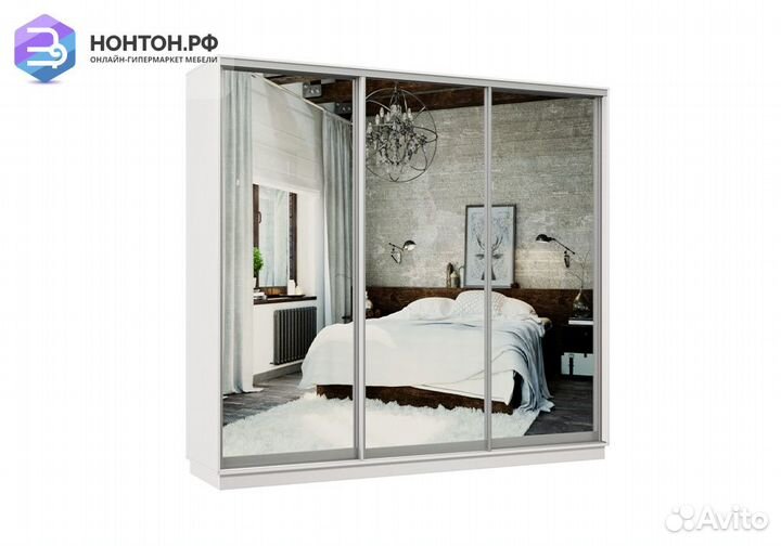 Шкаф-купе трёхдверный Мэн белый