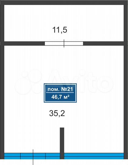 Свободного назначения, 46.7 м²