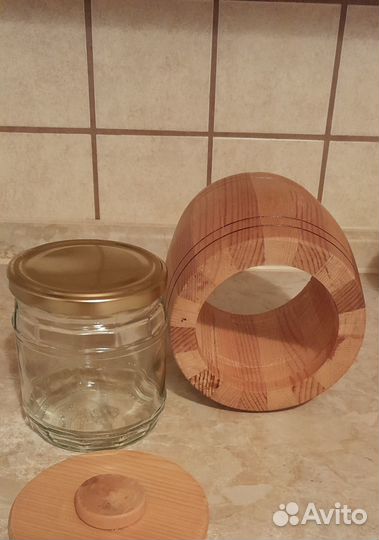 Набор для хранения меда: Бочонок + банка 500 мл