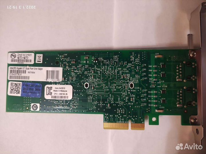 Сетевая карта Intel e1g42et новая