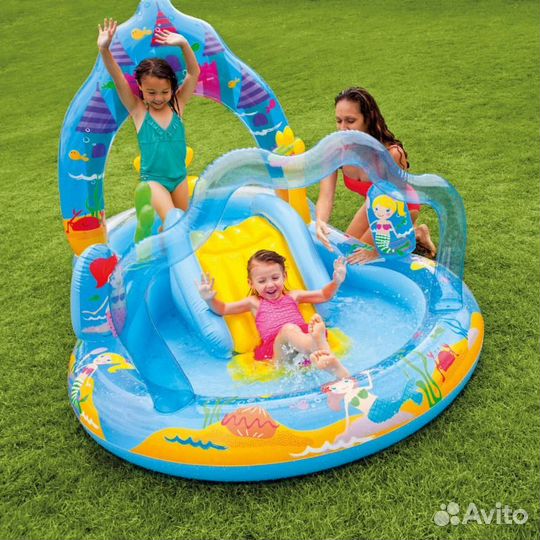Детский надувной бассейн с горкой