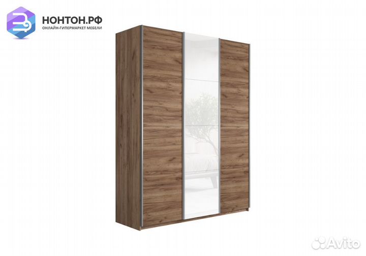 Шкаф-купе 3-х створчатый Прайм крафт табачный / бе