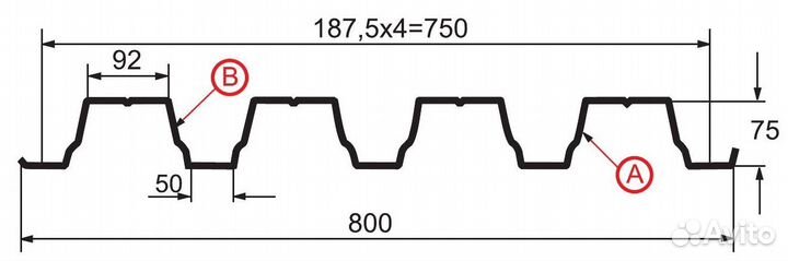 Профлист металл профиль Н-75x750-A