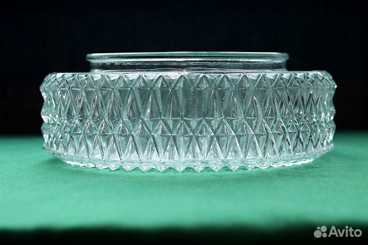 Ваза стеклянная прозрачная круглая винтажная 25 см