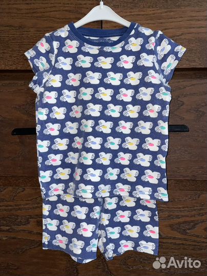 Б/у пижама синяя цветочек next, 92