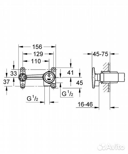 Cкрытая монтажная часть Grohe для смесителя 32635000