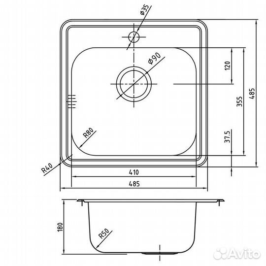 Мойка кухонная врезная iddis STR48S0i77