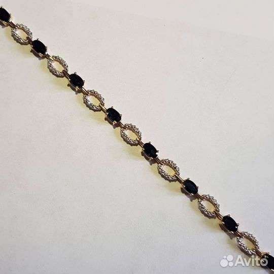 Золотой браслет с бриллиантами и природ.сапфирами