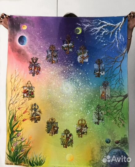 Картина-часы ручной работы «Круговорот в природе»