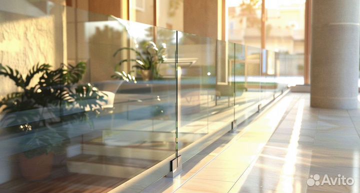 Стеклянное ограждение лестницы