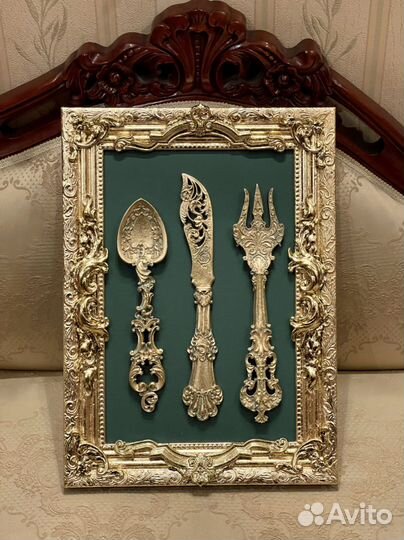 Панно со столовыми приборами ложка,вилка, нож