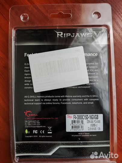 G.Skill Ripjaws V DDR4 16Gb 3000MHz CL15 (2x8Gb)