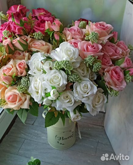 Искусственные розы крупные букет