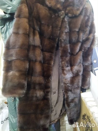 Шуба норковая с капюшоном 44