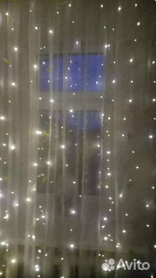 Гирлянда-штора 3*3м,с д/у пультом, жёлтая