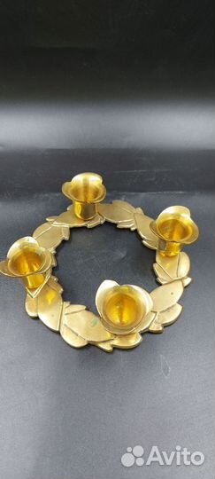 Антикварный новогодний подсвечник бронза