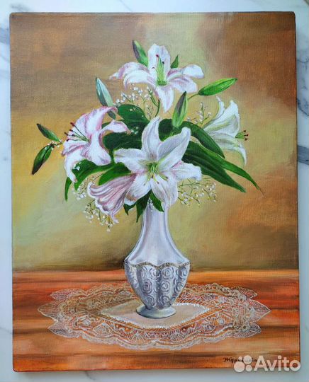 Картина маслом на холсте Натюрморт с цветами