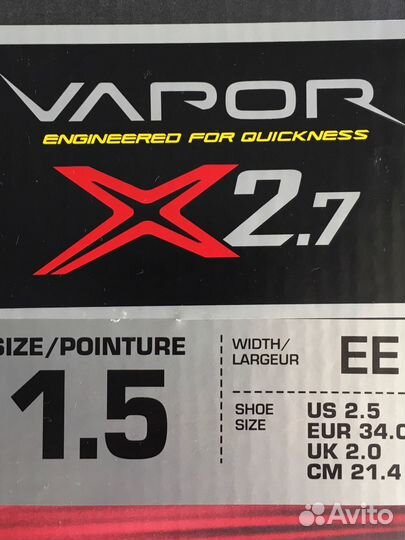 Коньки bauer Vapor X 2.7, разм. 1.5, полнота ее