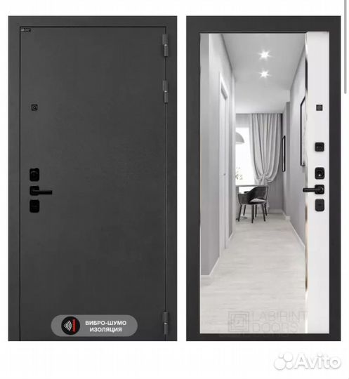 Дверь входная Акустик с зеркалом панорама