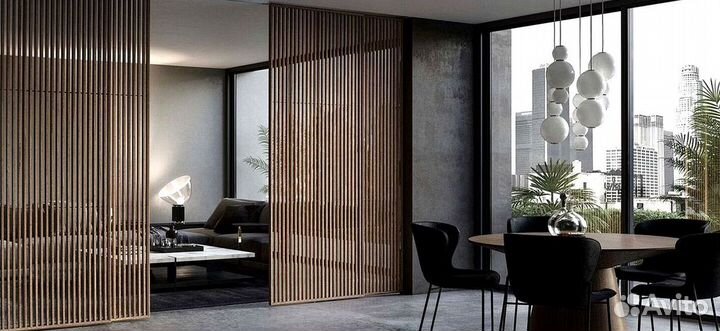 Межкомнатные перегородки. Раздвижные двери из реек