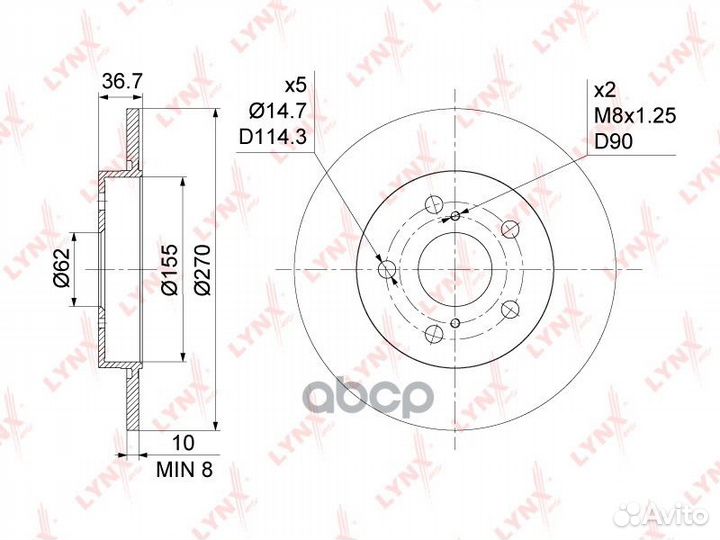 Диск тормозной зад BN1144 lynxauto