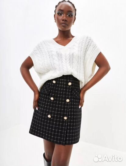 Твидовая юбка lime, стиль old money