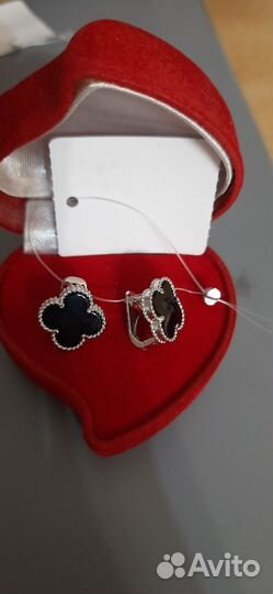 Вышлю. Серьги и колье Van Cleef Клевер Серебро 925