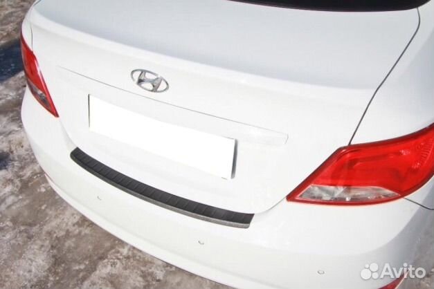 Защитная накладка на задний бампер Hyundai Solaris