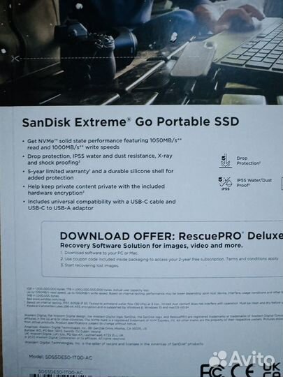 Sandisk extreme Go portable SSD 1TB новый