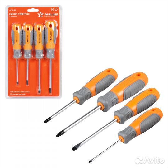 Набор отверток 4 предмета (SL3х75мм,SL5х100мм,PH1х