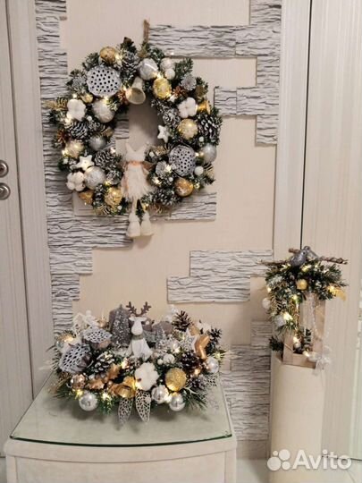 Венок рождественский, новогодние композиции