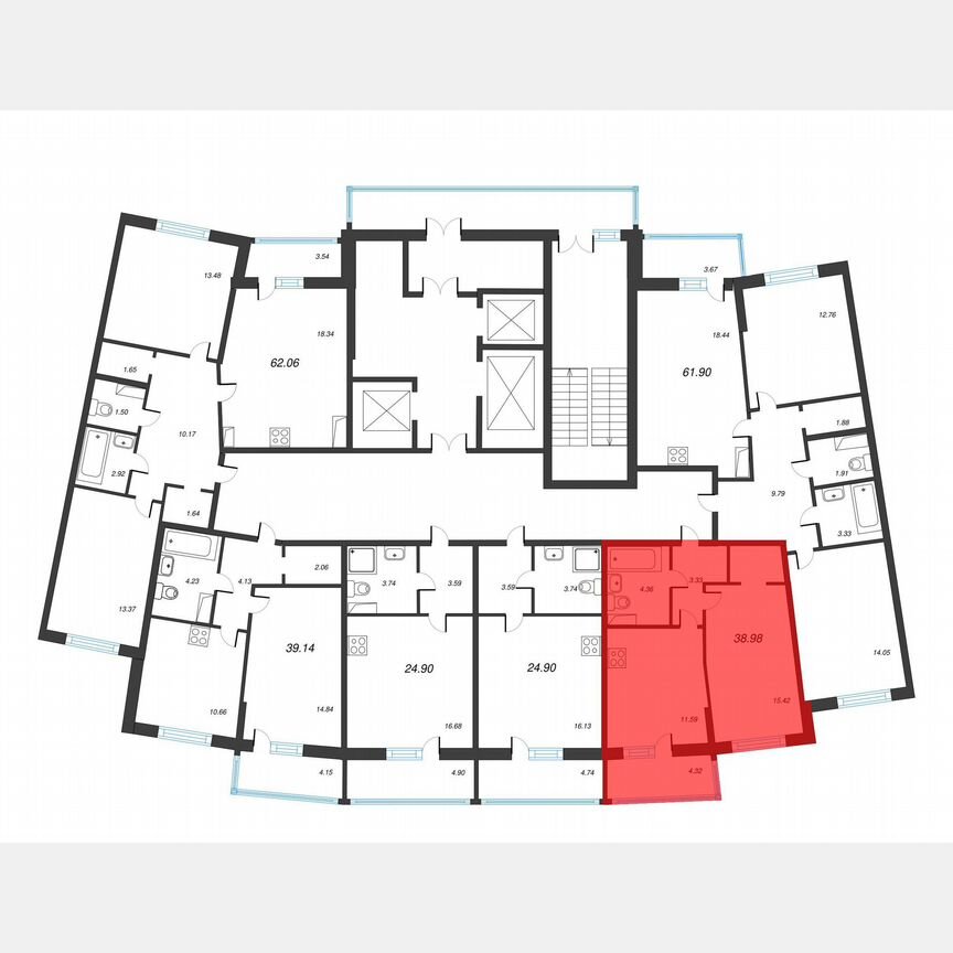 1-к. квартира, 41,7 м², 3/22 эт.