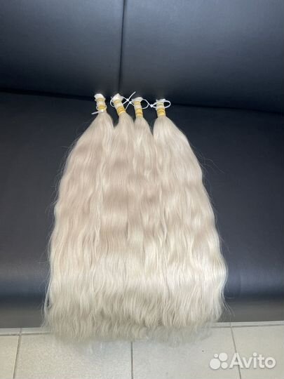 Волосы для наращивания блонд 70 см волна