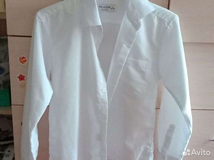 Рубашка белая мальчик 134-140