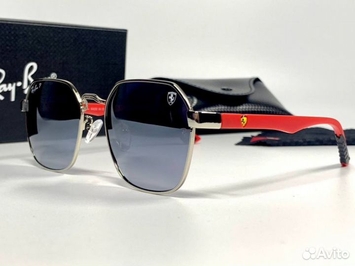 Очки Ray Ban ferrari серебристые