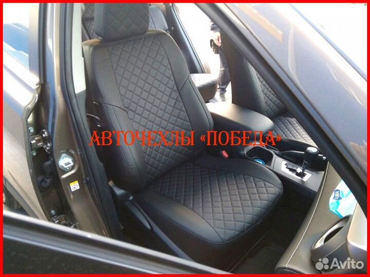 Чехлы Toyota Rav4 3 из экокожи чёрные Ромб