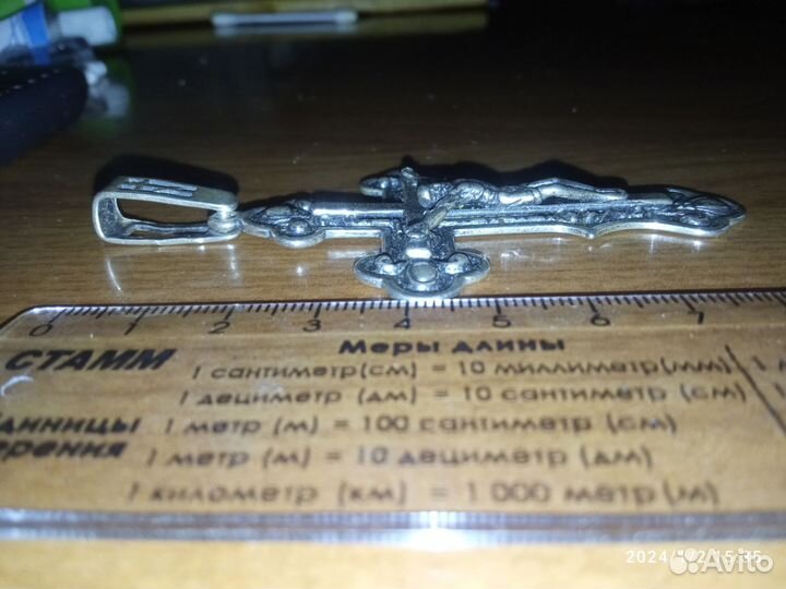 Крест новый серебряный с позолотой